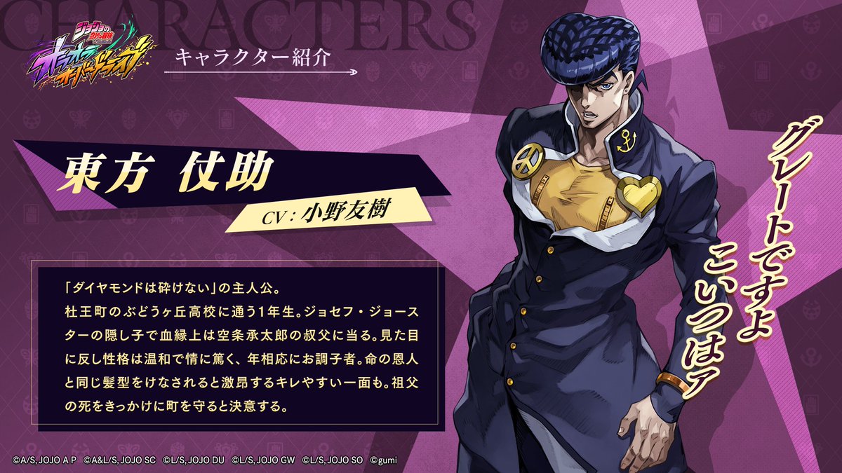 《JOJO》东方仗助登场！声优小野友树倾情献声_图1