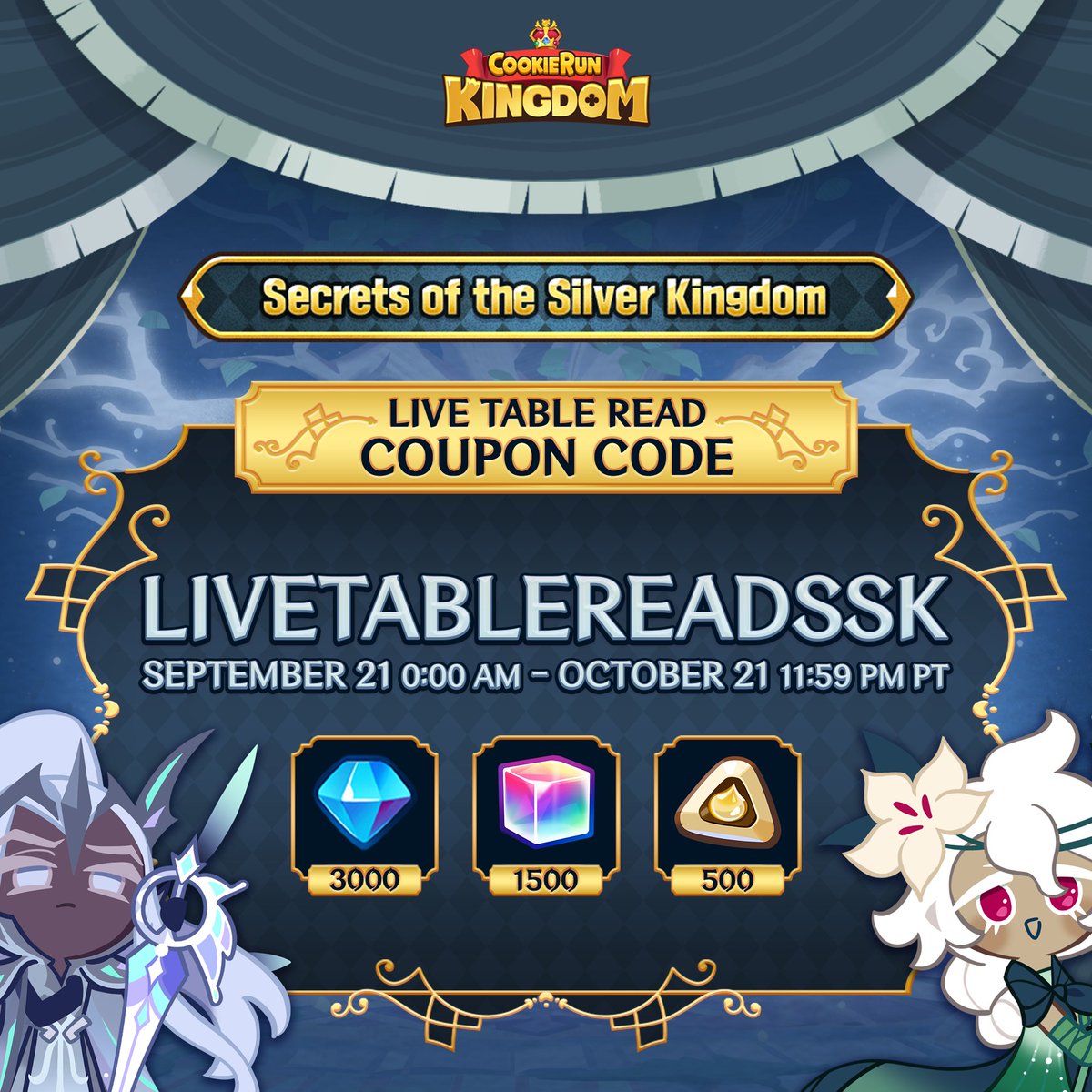 【直播福利】《姜饼人王国》银之王国秘密直播兑换码！3000水晶+1500彩虹方块+500粉笔等你拿！_图1