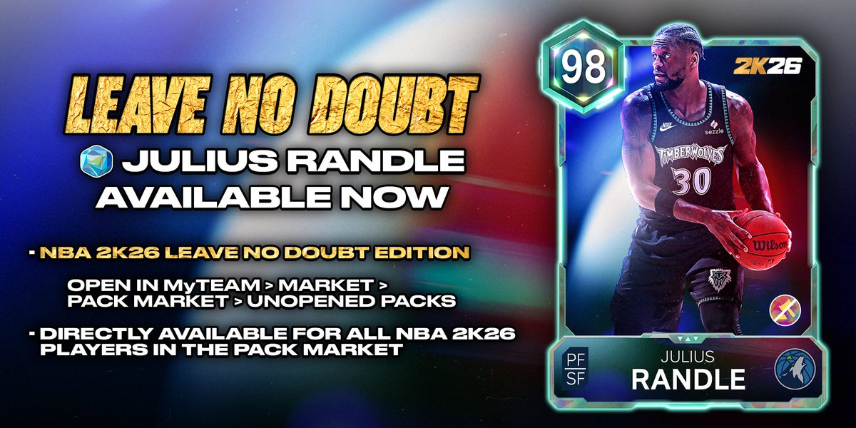 银河欧泊朱利叶斯·兰德尔现已加入NBA 2K26无惧版_图1