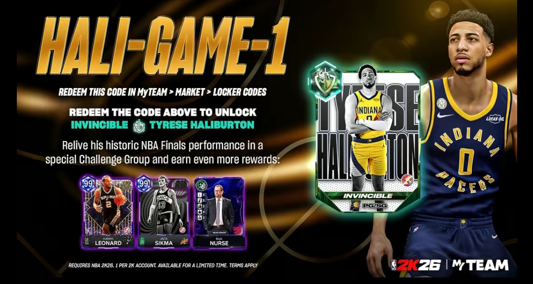 NBA2k26-总决赛G1储物柜代码《无敌哈利伯顿》_图1